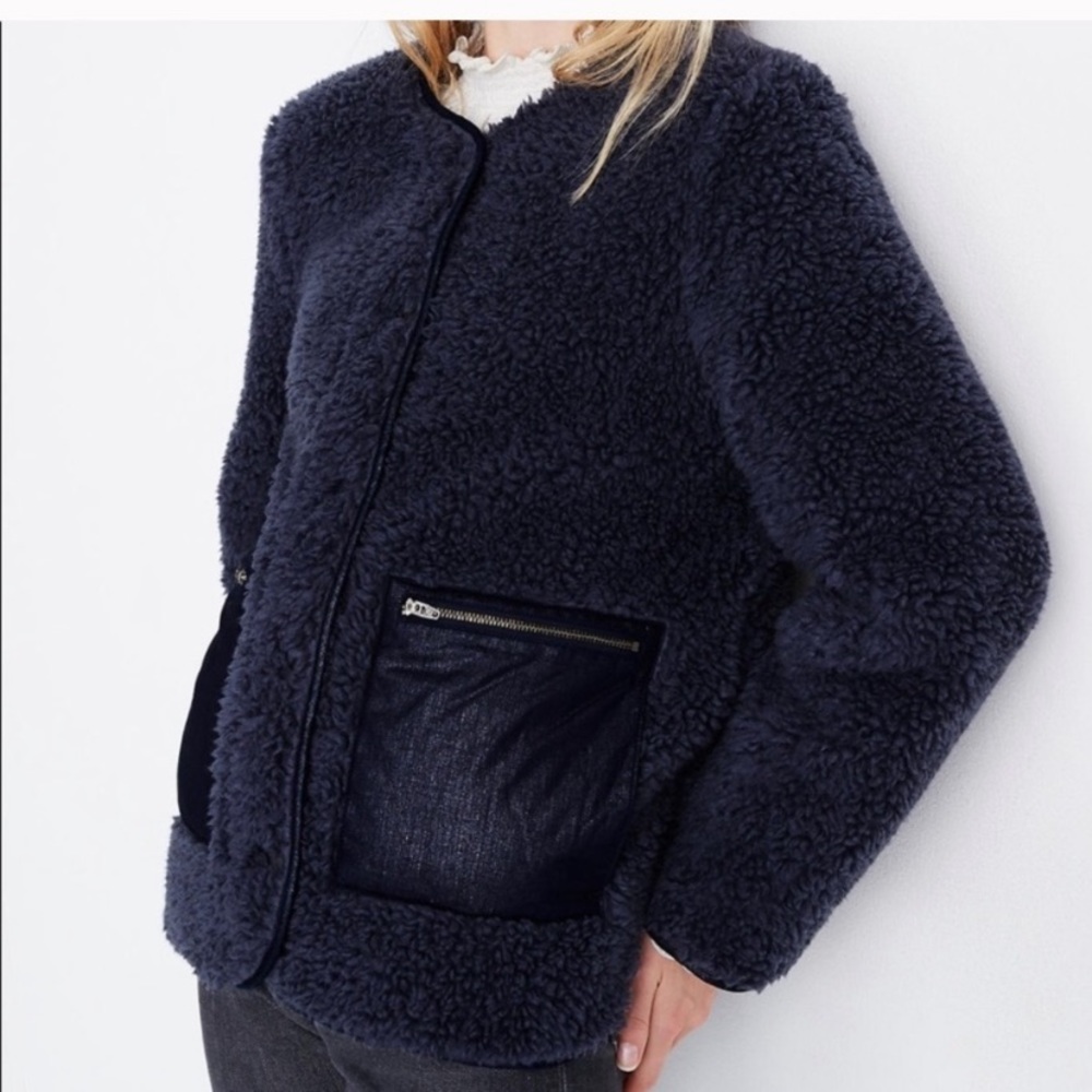 Madewell sherpa blue snap jacket